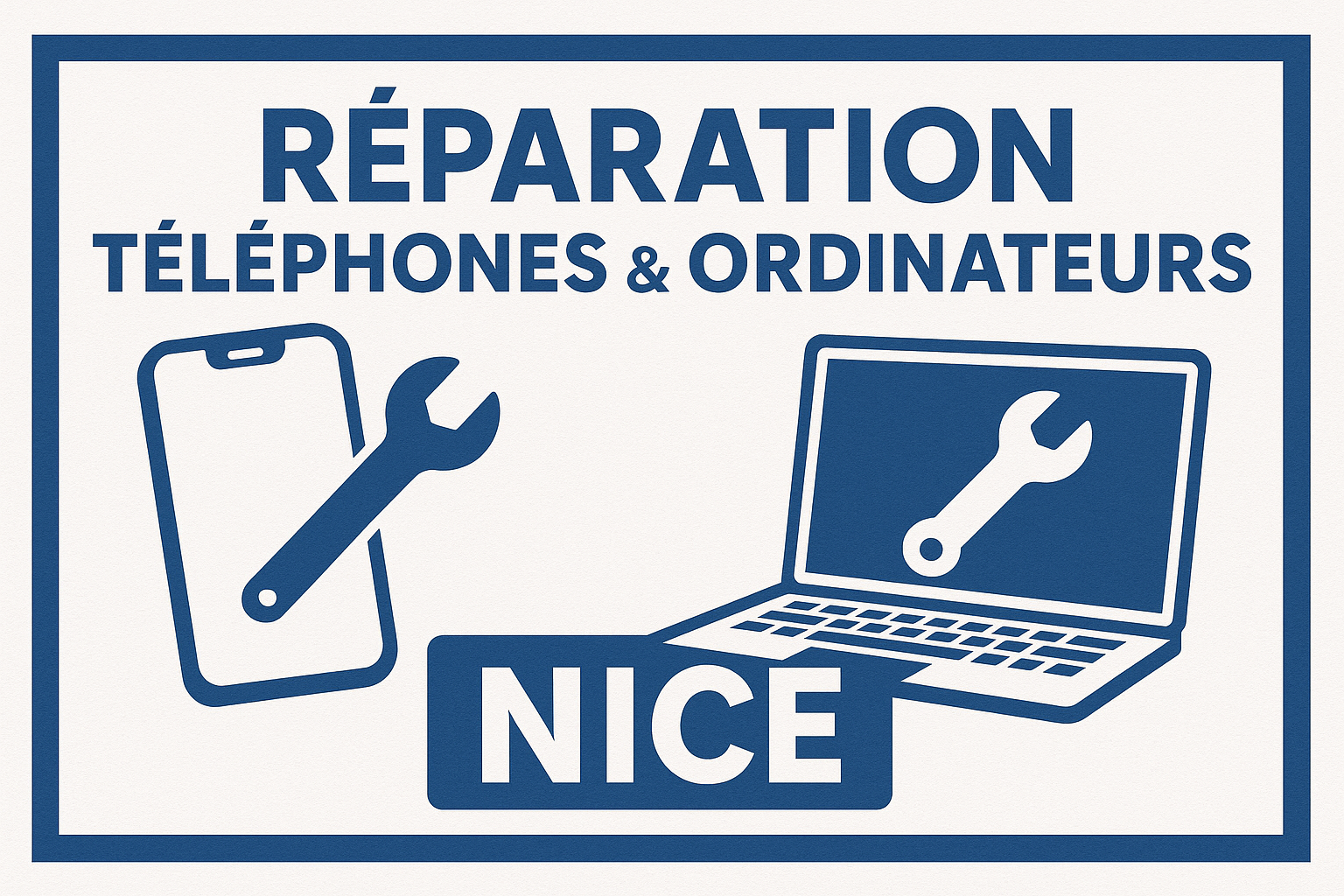 Généré moi une bannière ou tu marque qu'on fait de la réparation de téléphone et d'ordinateur sur NICE